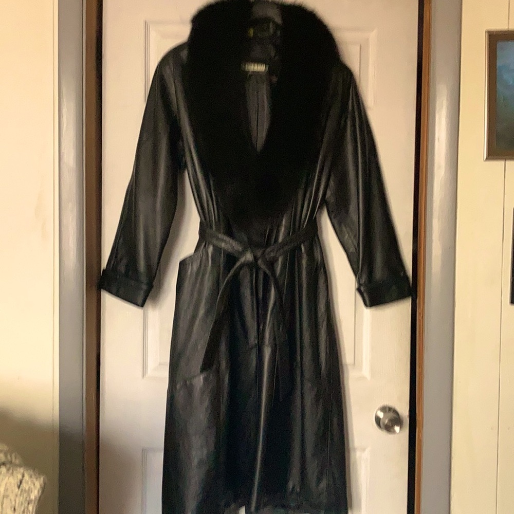 Women’s full length leather coat